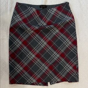 The Limited Red and Gray Plaid Pencil Skirt